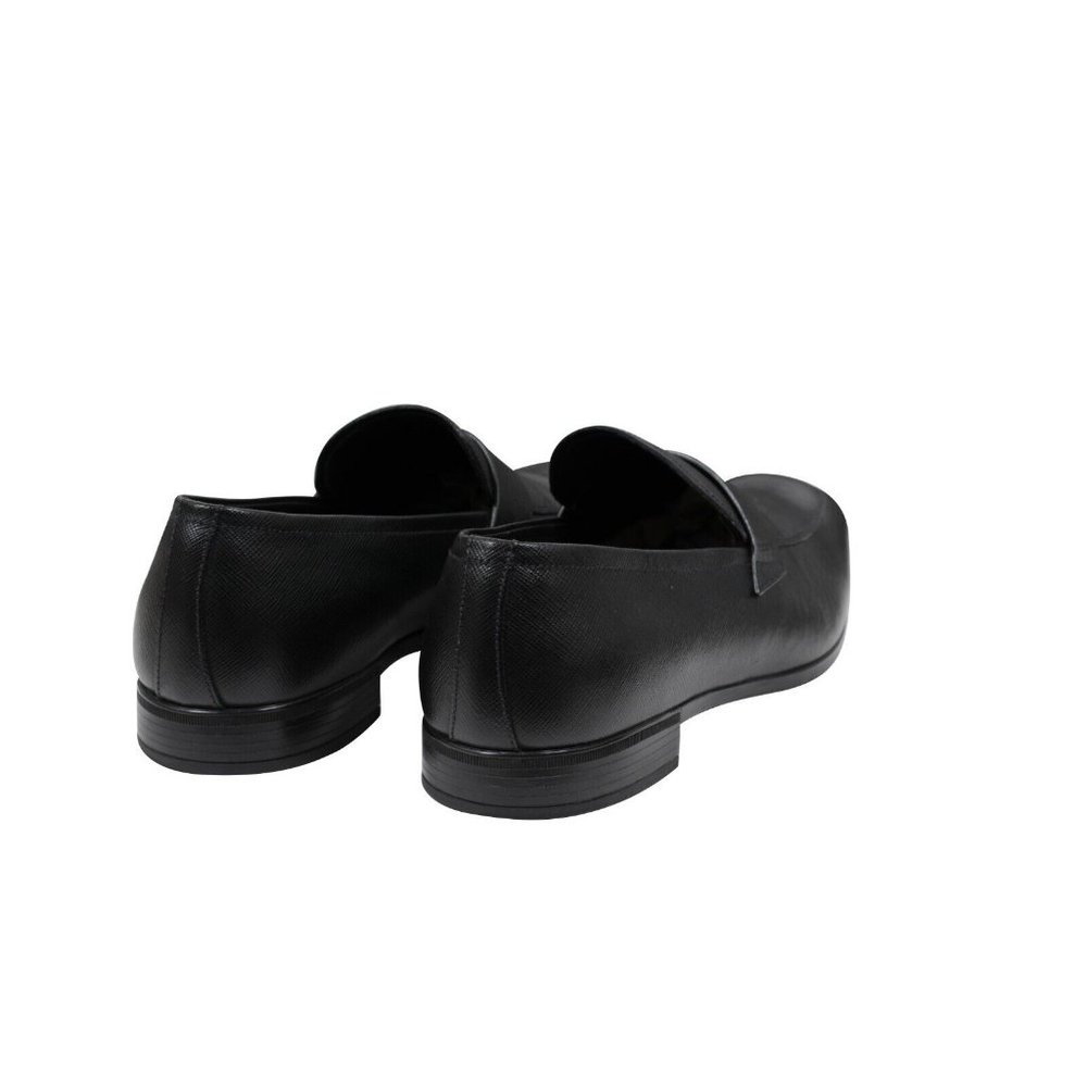 Prada Mens Penny Loafers US 8.5 UK 7.5 Black Saffiano Leather Slip On Moccasins - Picture 7 of 10